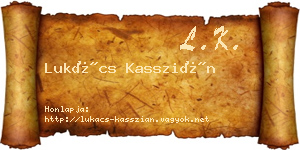Lukács Kasszián névjegykártya